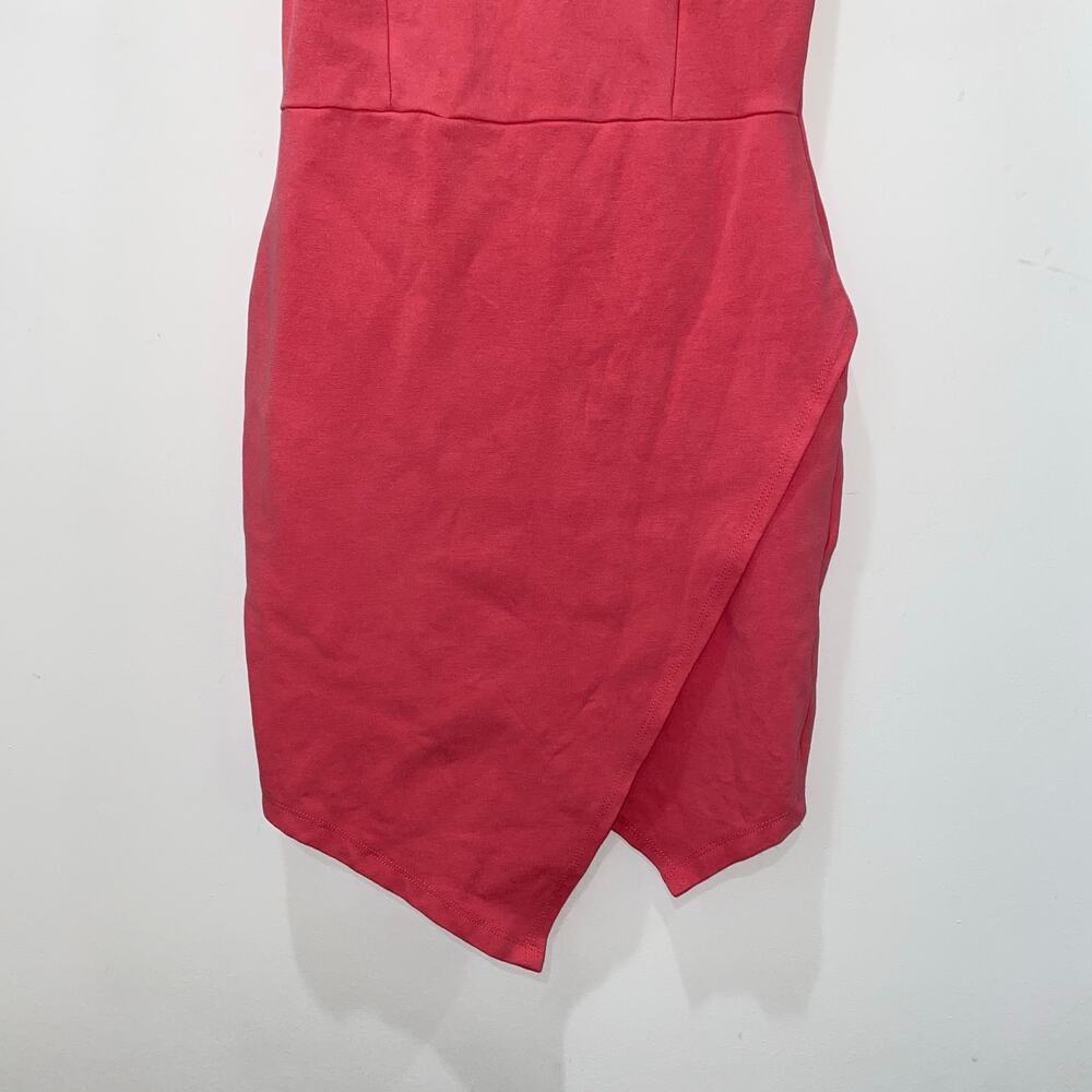 Lulu's Coral Pink Bodycon Dress, Women's XS, Asymmetrical Midi Tank - Picture 5 of 8